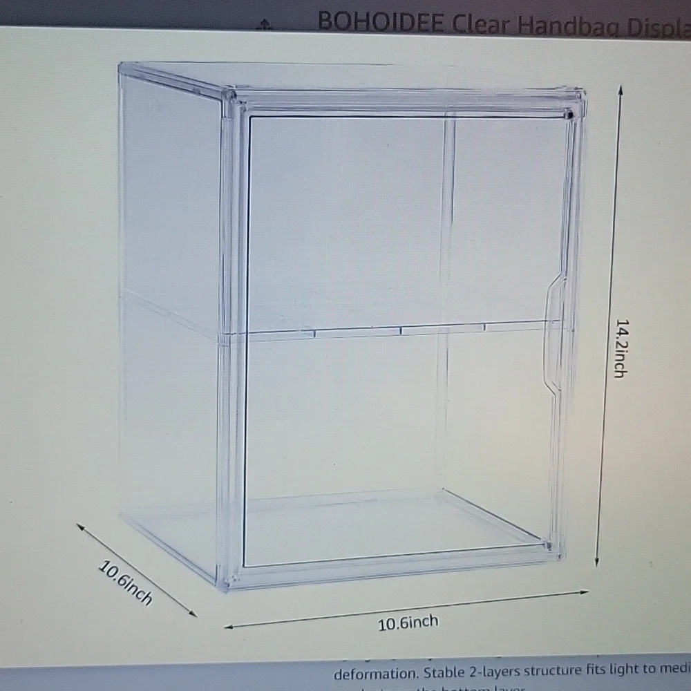 Bohoidee 2 pc clear handbag display case 2 layers large acrylic organizer New